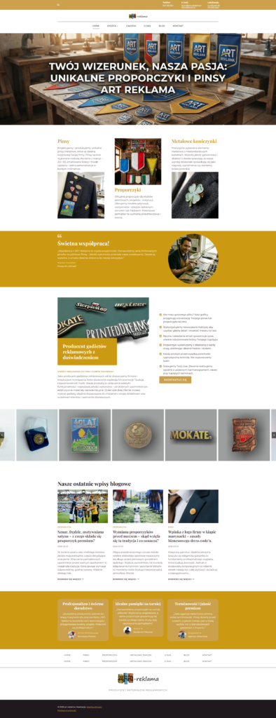 ART Reklama – Gadzety reklamowe – realizacja strony WWW na WordPressie