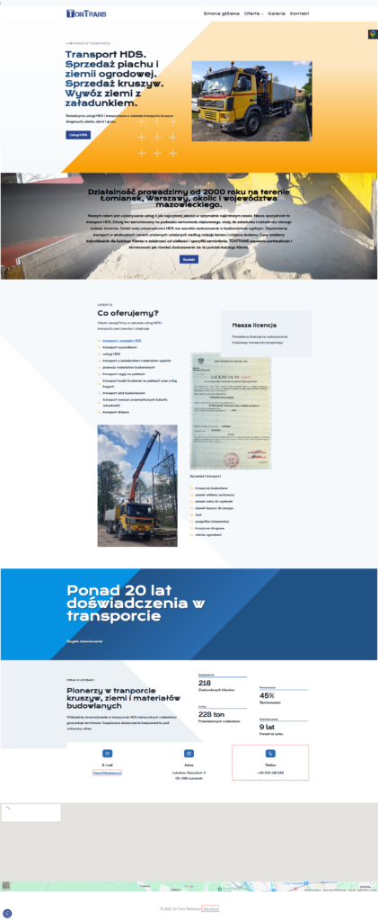 TonTrans – Sprzedaz Piachu Wywoz Ziemi i Gruzu – realizacja strony WWW na WordPressie