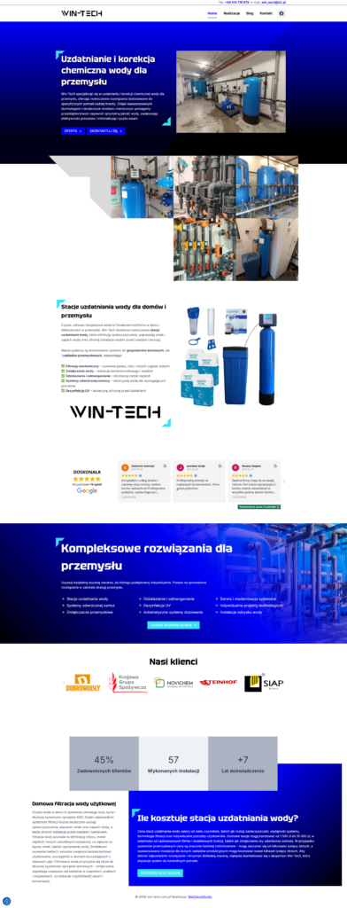 WinTech – Stacje uzdatniania wody dla domu i przemyslu – realizacja strony WWW na WordPressie